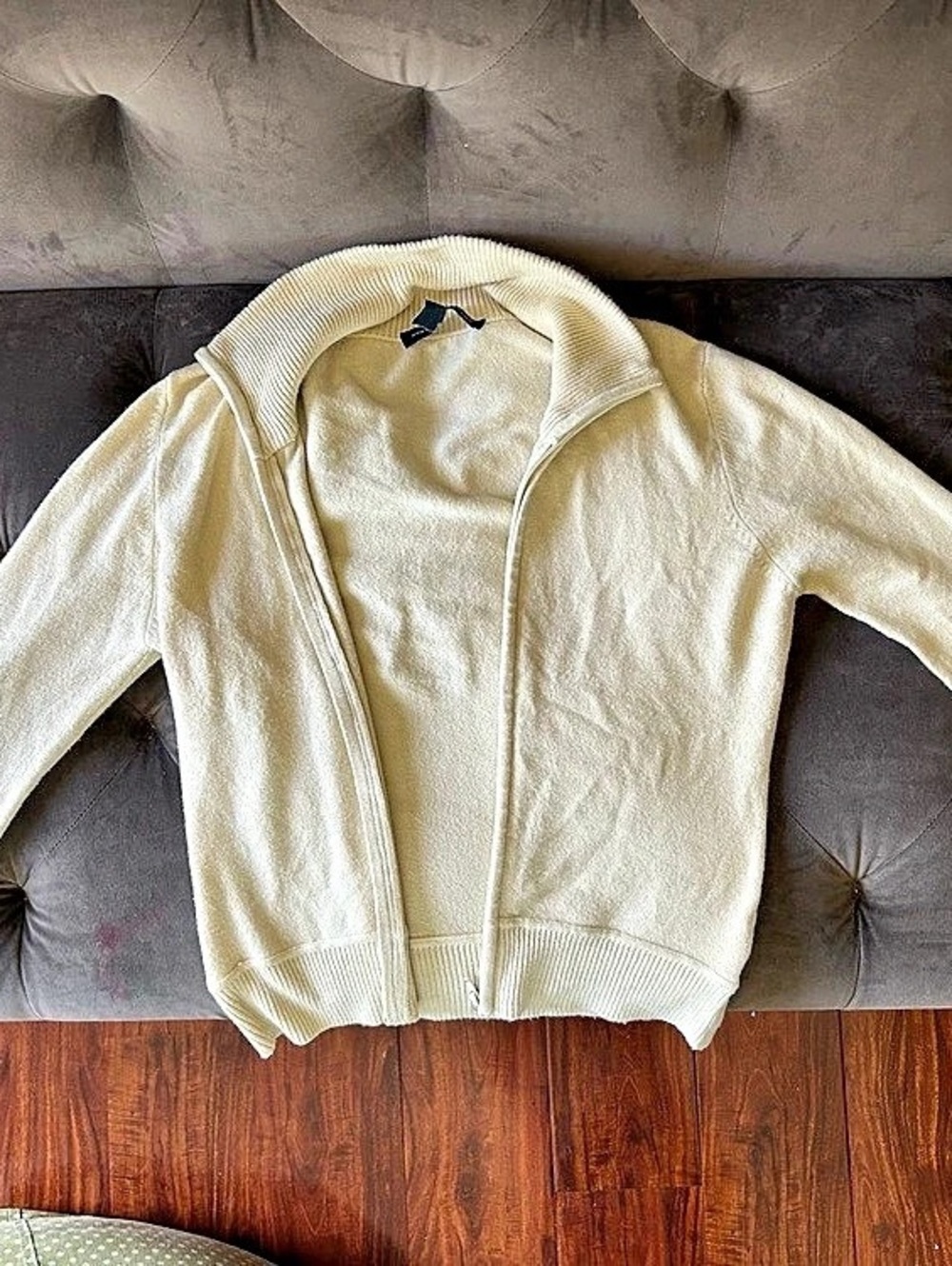 French Connection Cream Zip Cardigan Size Large